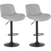 BARHOCKER 2er Set Stoff Hellgrau - Hellgrau/Schwarz, Textil/Metall (50/85/50cm) - CLP