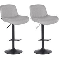 BARHOCKER 2er Set Stoff Hellgrau - Hellgrau/Schwarz, Textil/Metall (50/85/50cm) - CLP