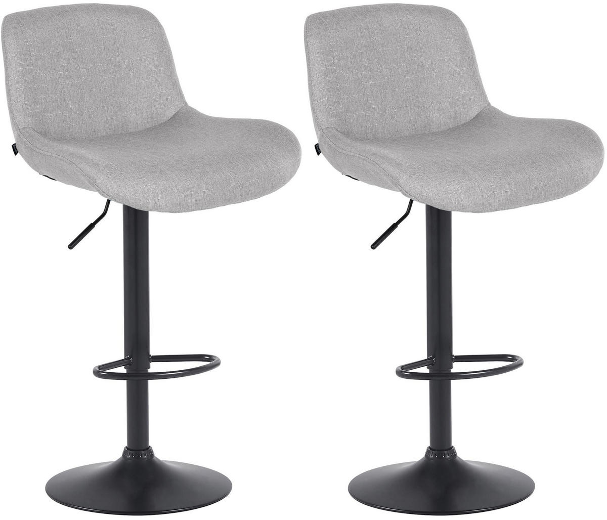 BARHOCKER 2er Set Stoff Hellgrau - Hellgrau/Schwarz, Textil/Metall (50/85/50cm) - CLP