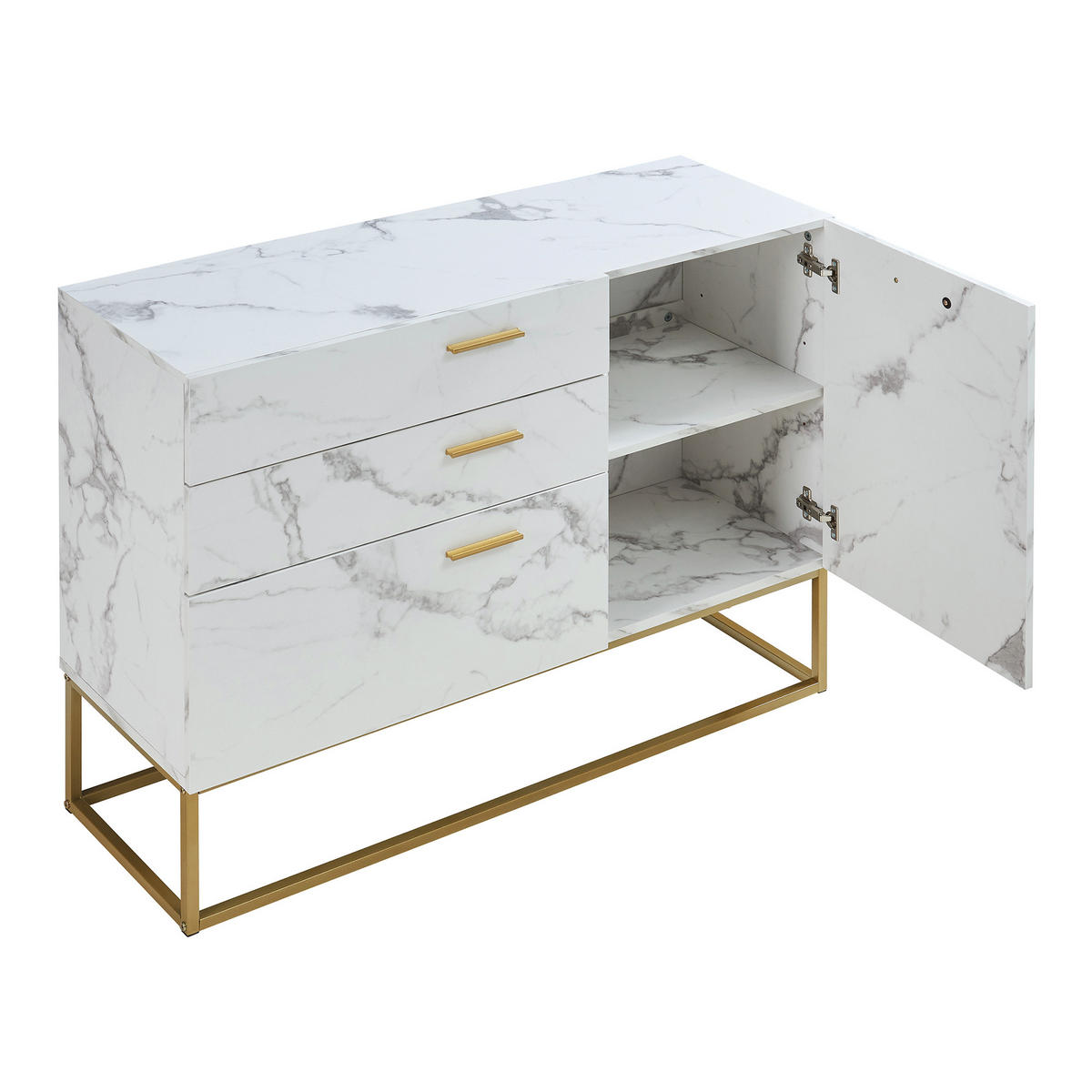 SIDEBOARD Lavangen - Goldfarben/Weiß, Holzwerkstoff/Metall (100/75/35cm) - [en.casa]