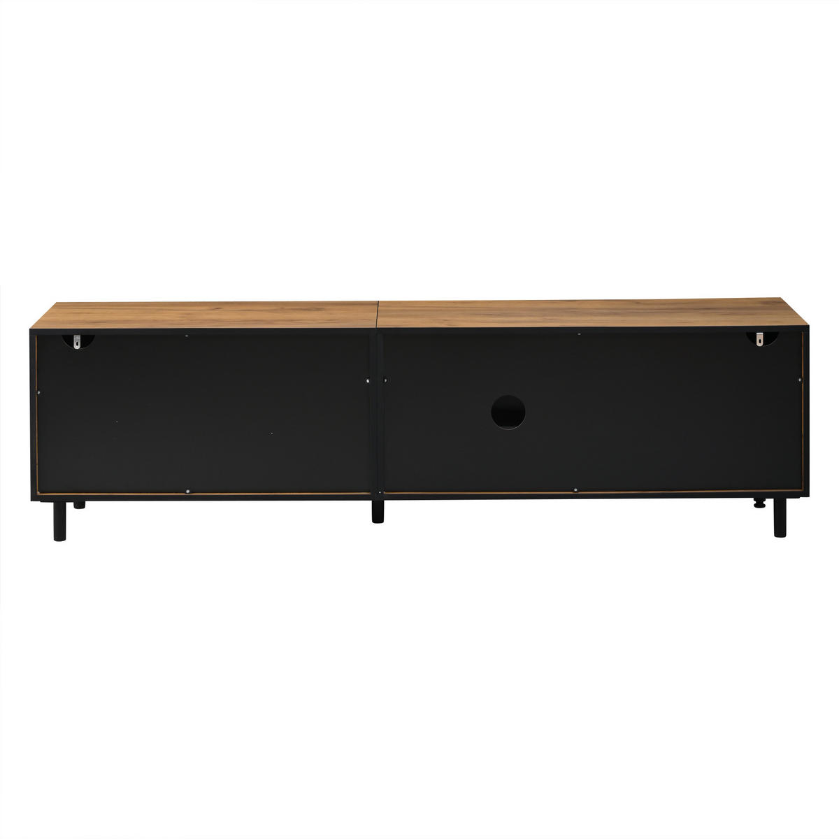 LOWBOARD DE-40400 3 Schränke und 1 Schublade Holzfarbe/Schwarz - Naturfarben, Holzwerkstoff (180/50/32.5cm) - ComfortXL
