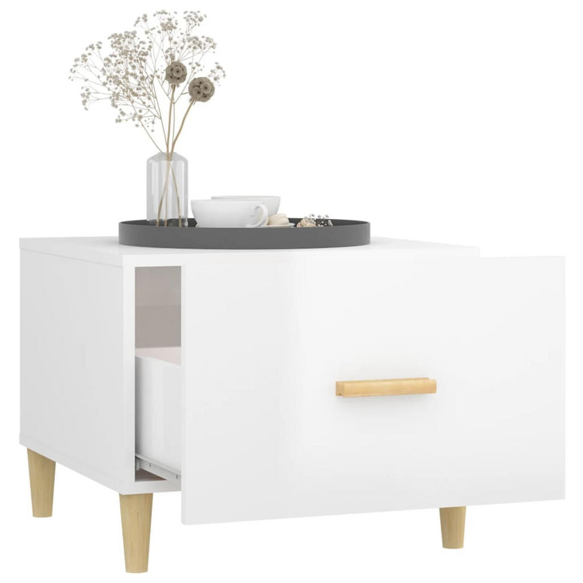 COUCHTISCH Hochglanz-Weiß 50x50x40 cm Holzwerkstoff - Weiß, Holzwerkstoff (50/50/40cm) - furnicato