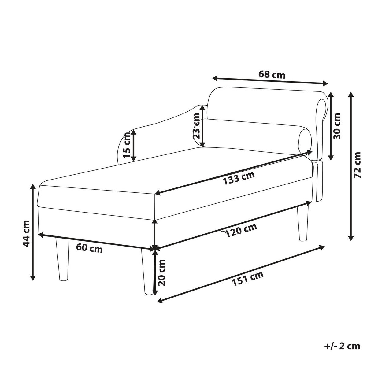 ČALOUNĚNÉ LEHÁTKO CHAISE LONGUE PRAVOSTRANNÉ Látka Taupe Yvoire - černá/béžová, textil (68/72/151cm) - Beliani