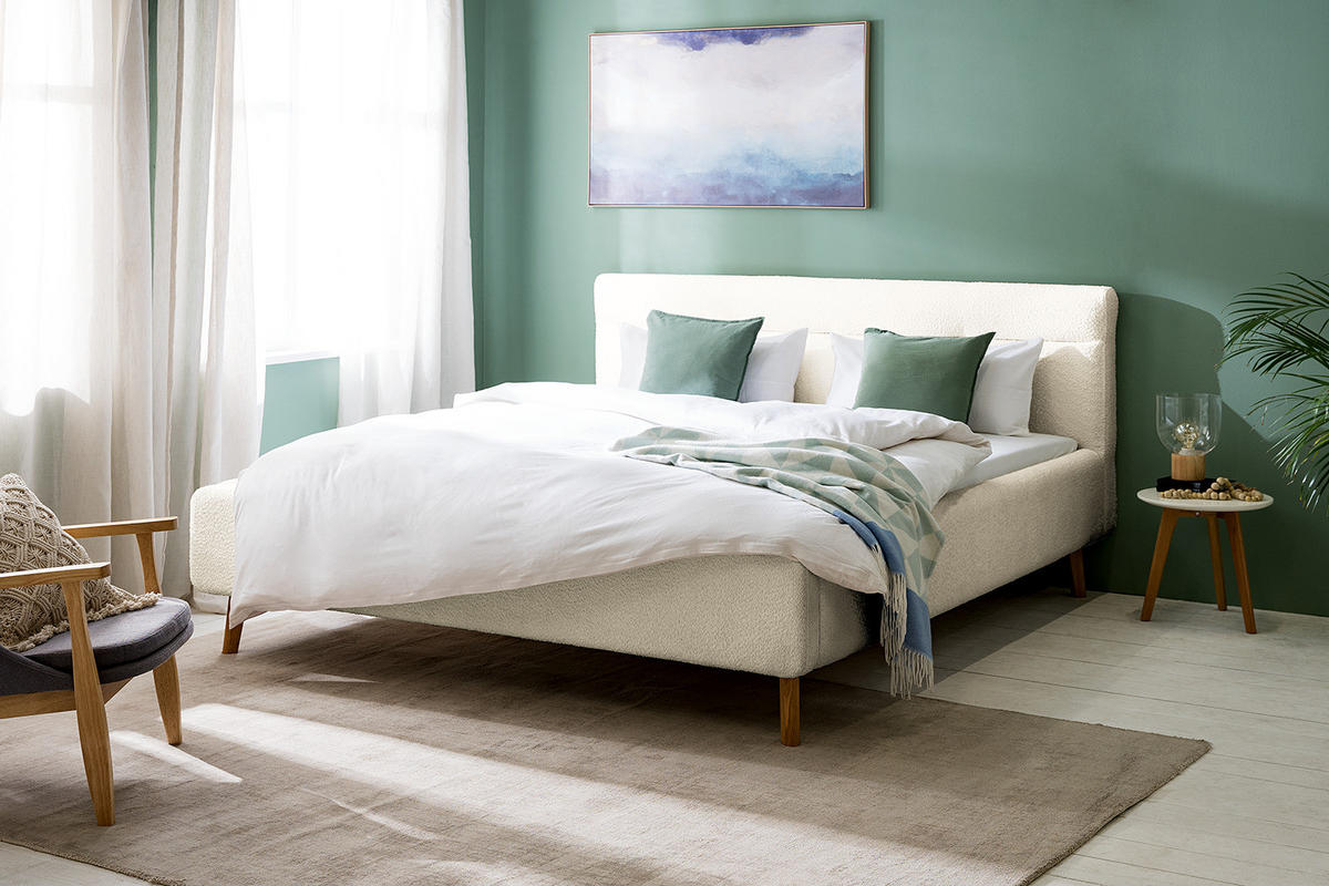 POLSTERBETT - Weiß, Textil (180/200cm) - home24