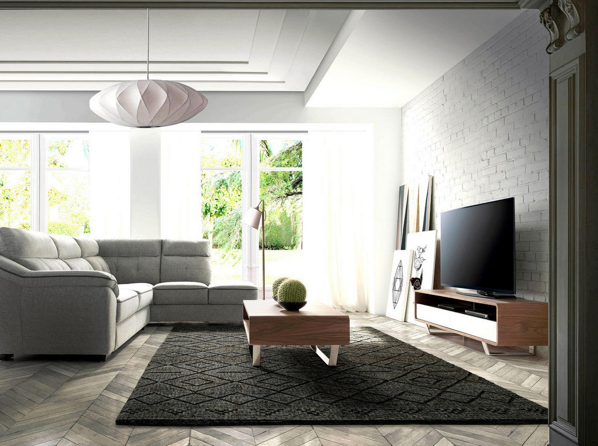 TV-ELEMENT TV-Ständer aus weißem Holz, Nussbaum und verchromtem Stahl 150/40/40 cm - Walnussfarben/Weiß, Holz (150/40/40cm) - ANGEL CERDA