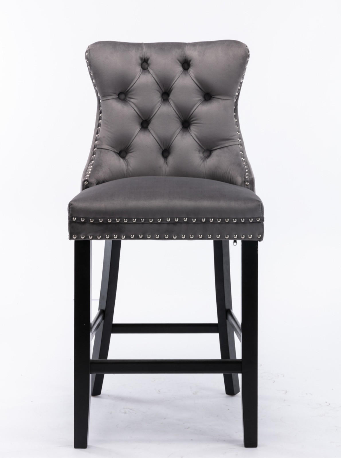 BARSTUHL 2er-Set mit hoher Rückenlehne Samt Grey - Grau, Metall (50/66/60cm) - Meubliv