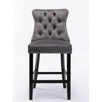 BARSTUHL 2er-Set mit hoher Rückenlehne Samt Grey - Grau, Metall (50/66/60cm) - Meubliv