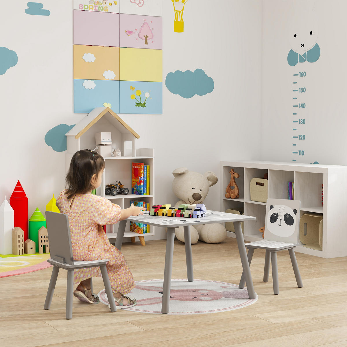 KINDERSITZGRUPPE DE-17542 2 Stühle mit Tiermotiven Grau - Grau, Holzwerkstoff (60/44/60cm) - ComfortXL