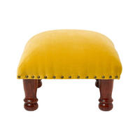 SAMT-HOCKER Mable, senfgelb mit Holzbeinen, 40/40/25 cm - Currygelb, Textil (40/25/40cm) - Homescapes