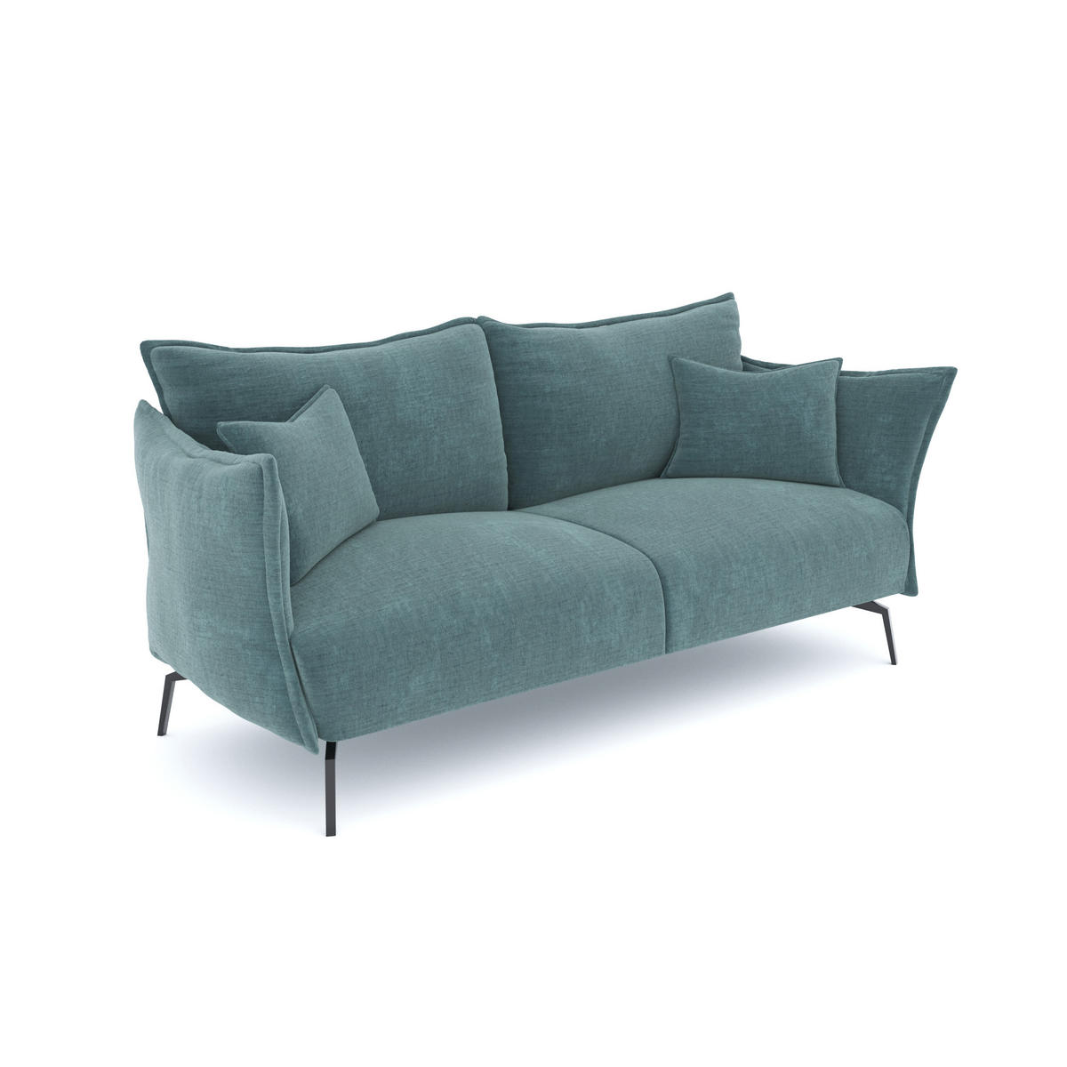 SCHLAFSOFA GERADE Texturierter Samt Ozeanblau 180cm - Dunkelblau, Textil (180/90/105cm) - Sia Home
