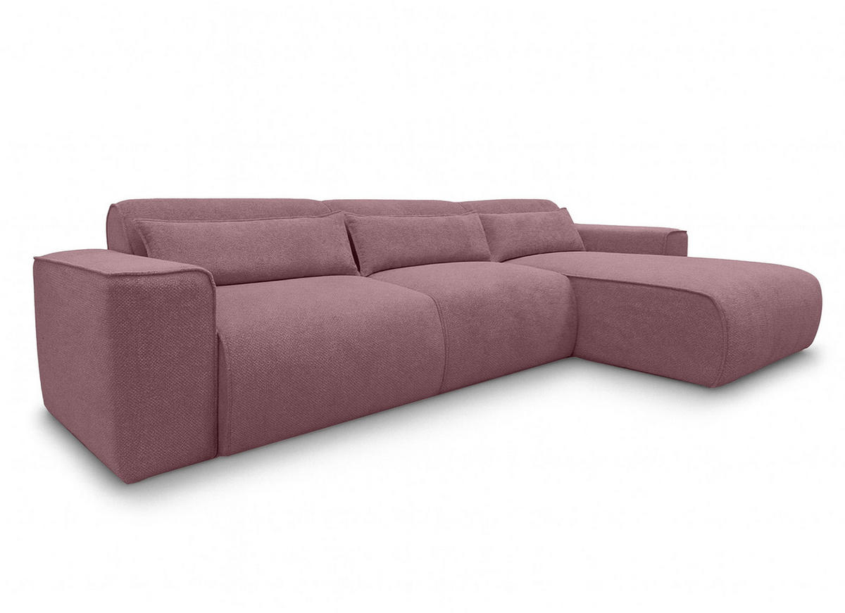 ECKSOFA L Form Ruyam Altrosa 310/165/78 cm – Schlaffunktion Rechts - Dunkelgrau/Schwarz, Kunststoff/Textil (310/170cm) - AX Living