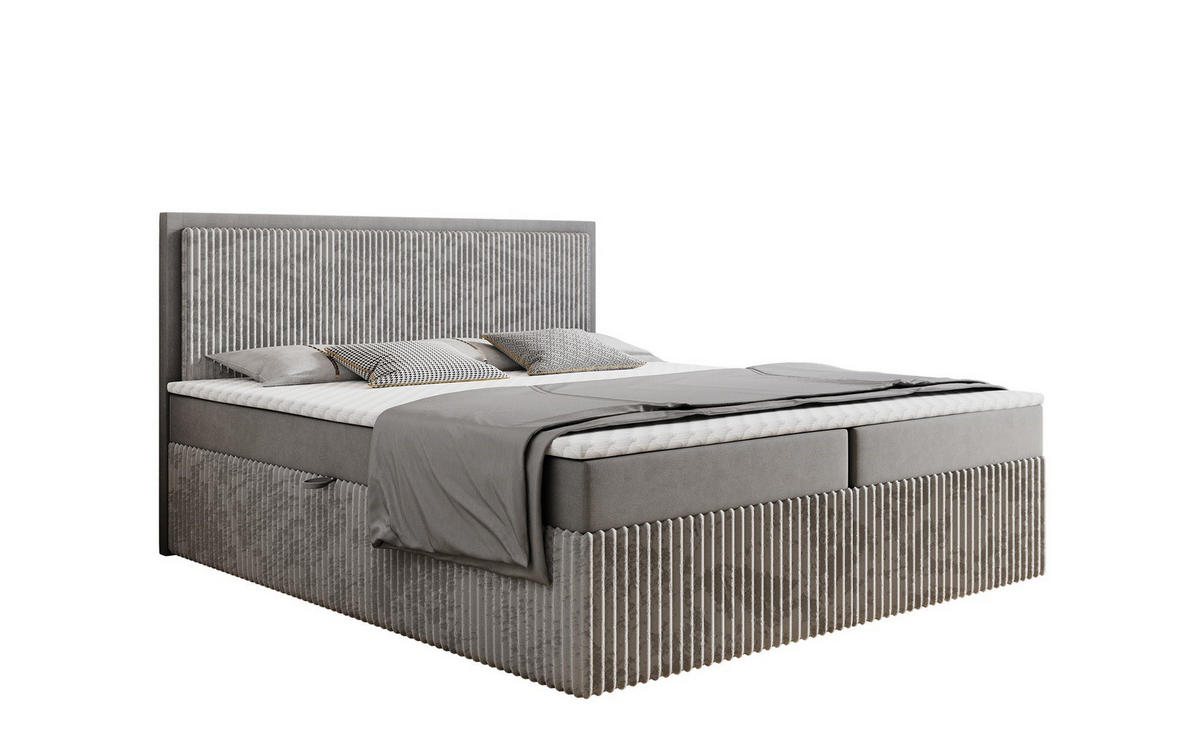 BOXBETT Labett CLEO 160/220 Beige Velvet-Cord – H3 - Beige, Holz (160/220cm) - Labett