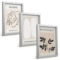 BILDER SET 3er Set - 20x30 cm Silberner Rahmen - Matisses stilvolle Pflanzenbilder - Silberfarben, Kunststoff (20/30cm) - TULUP