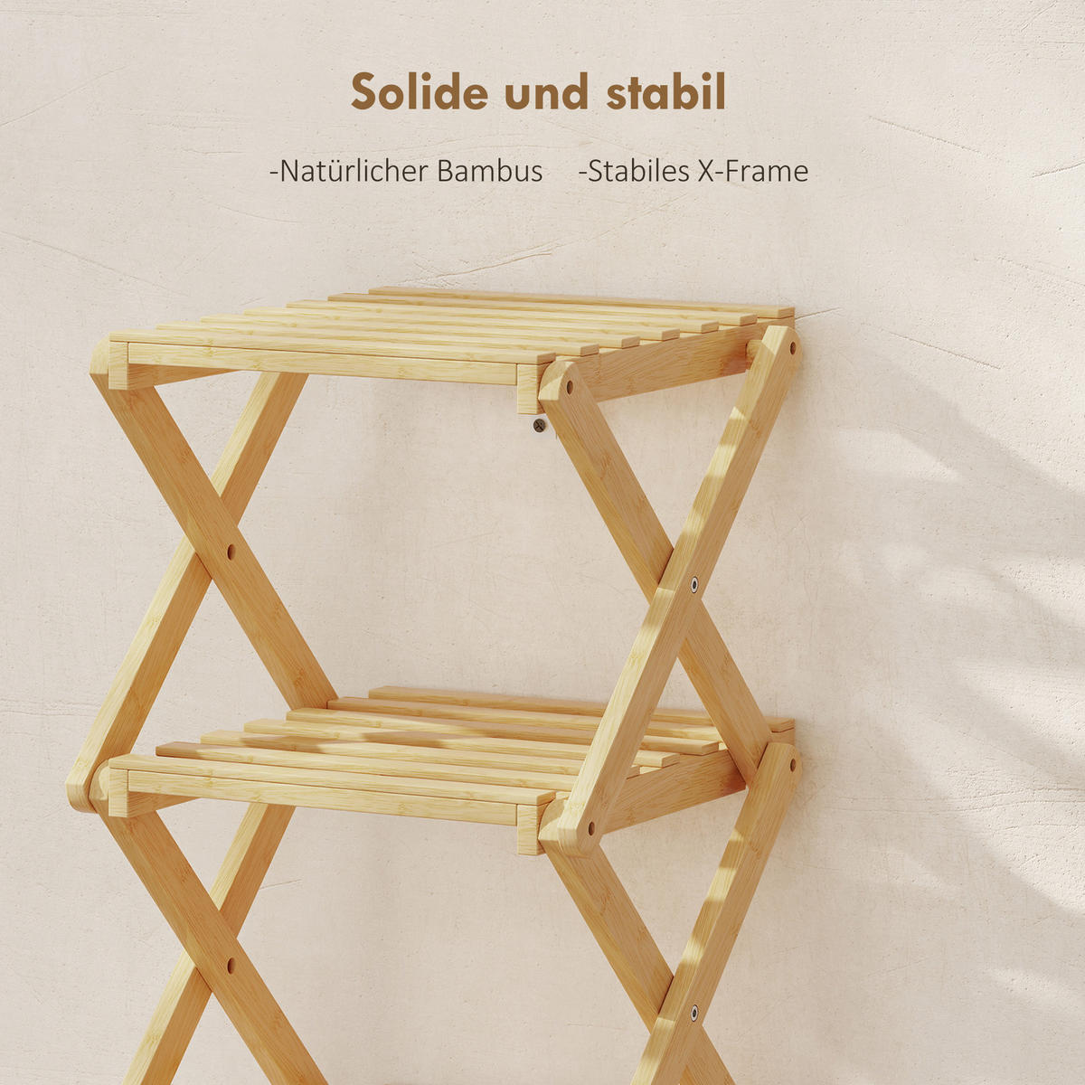 SCHUHREGAL klappbar Schuhständer mit 6 Ebenen aus Bambus für max. 9 Paar Schuhe - Naturfarben, Naturmaterialien (29/108/30cm) - HOMCOM