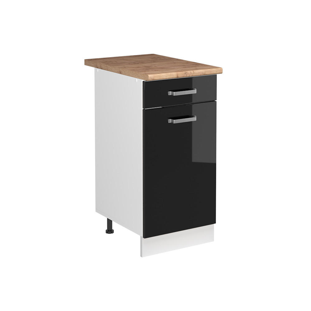 Vicco Spülenunterschrank Schwarz Hochglanz, Weiß 40x81.6x60 cm