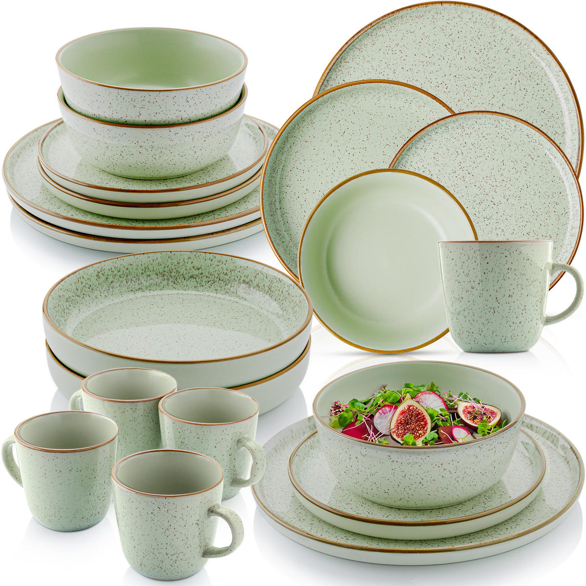 KOMBISERVICE RIO MINZE - 20-teilig aus Steingut - Grün, Keramik (44/45/54cm) - Sänger