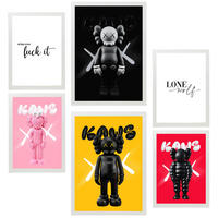 POSTER Set Mit 6 Kultige Kaws Farbenfroh A3 & A4 Weißer Rahmen - Weiß, Papier (29/3cm) - Nacnic