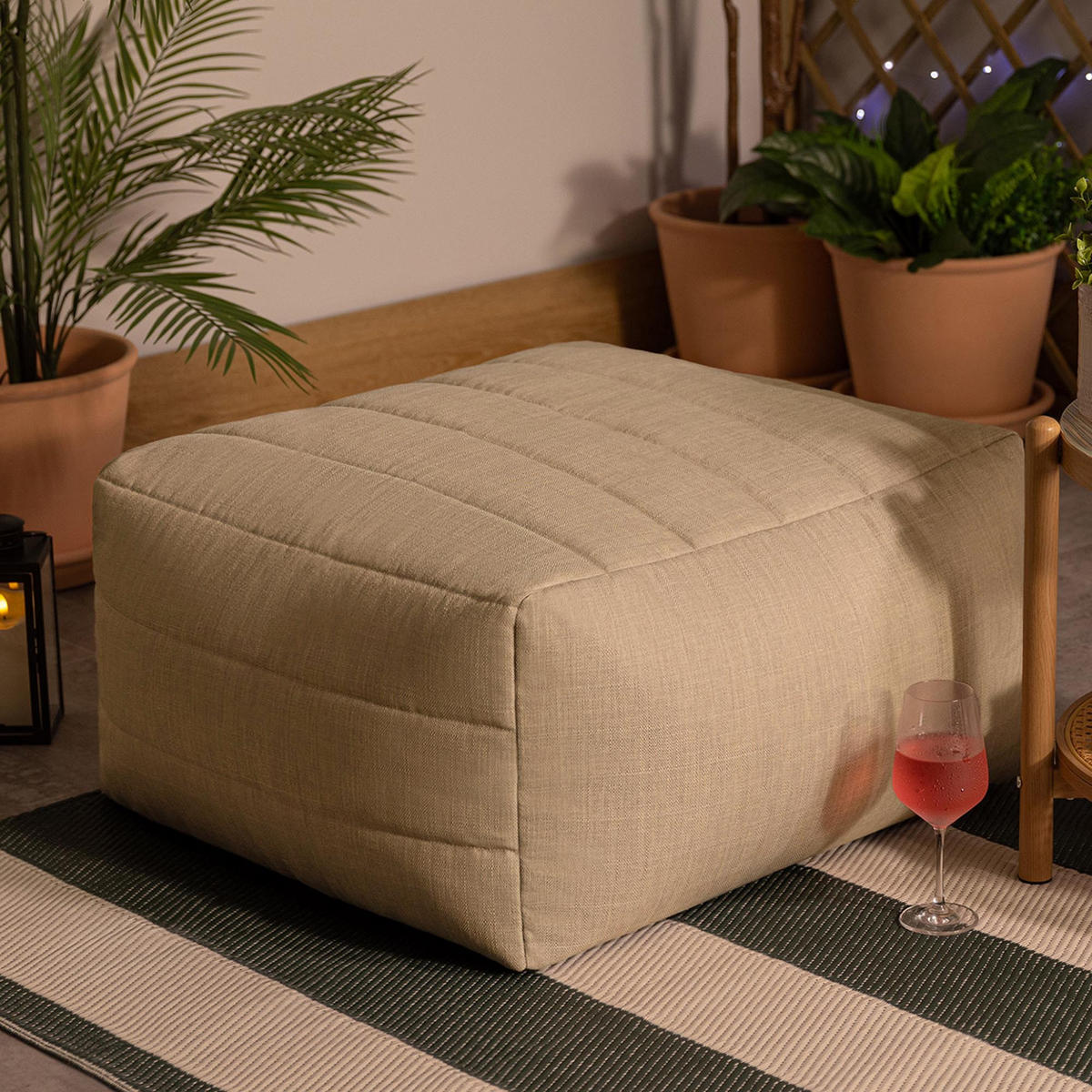 SITZSACK-HOCKER Noa modular Outdoor - Beige, Textil (75/70/78cm) - icon