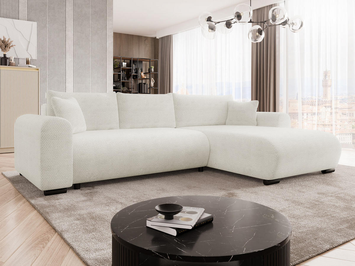 ECKSOFA Merkos - Creme/Schwarz, Holz/Textil (285/188cm) - MIRJAN24