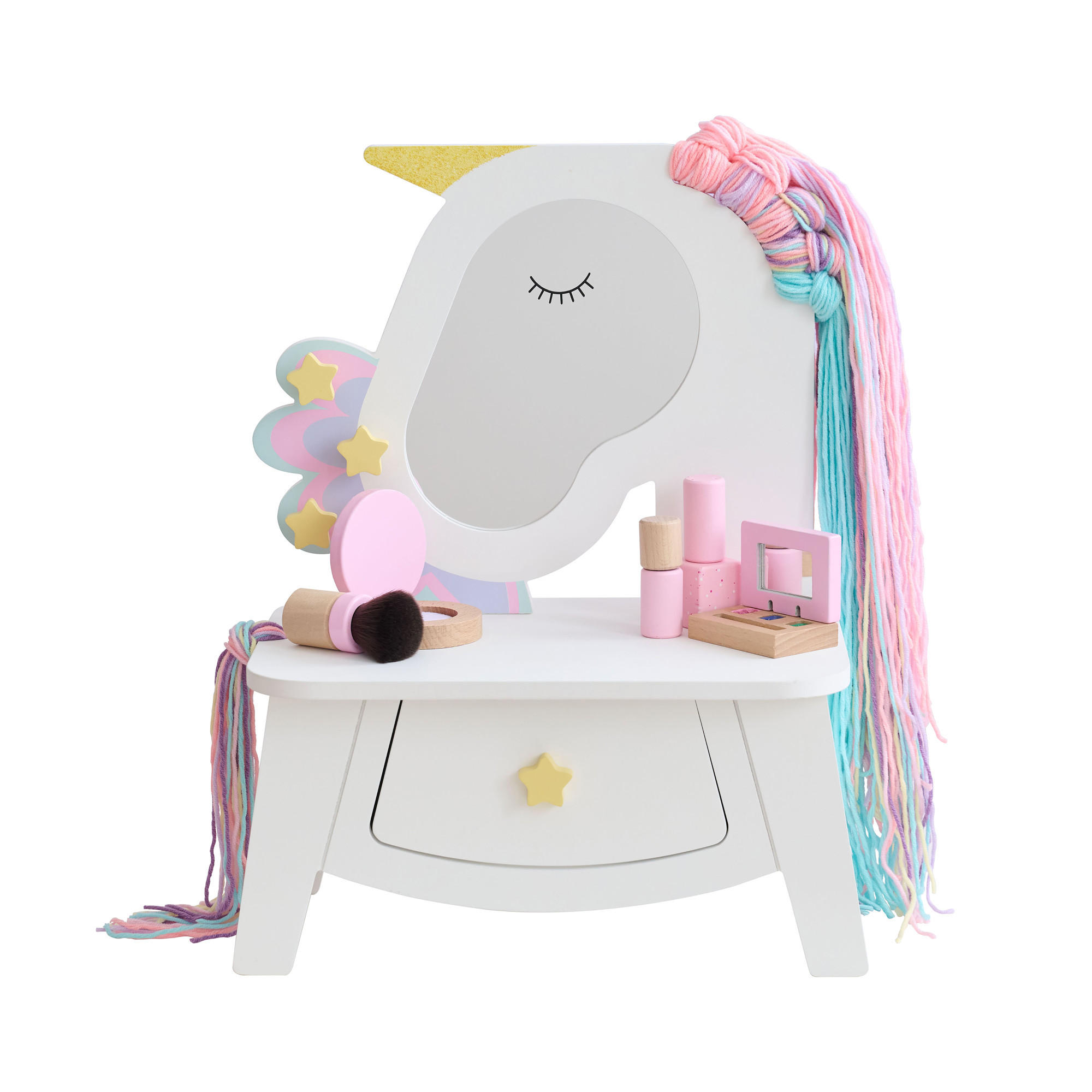 SCHMINKTISCH Einhorn mit Spiegel, 42cm, Weiß - Weiß, Holzwerkstoff (20/42/32cm) - Teamson Kids