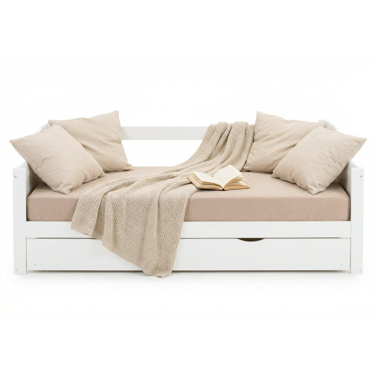 AUSZIEHBETT mit Matratze 90/200 cm Weiß - Weiß, Holz (90/200cm) - Homestyle4u