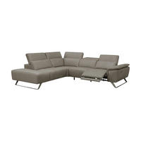 ECKSOFA Predator Echtleder mit 1 x Relaxfunktion Greige - Greige, Leder/Metall (230/270cm)