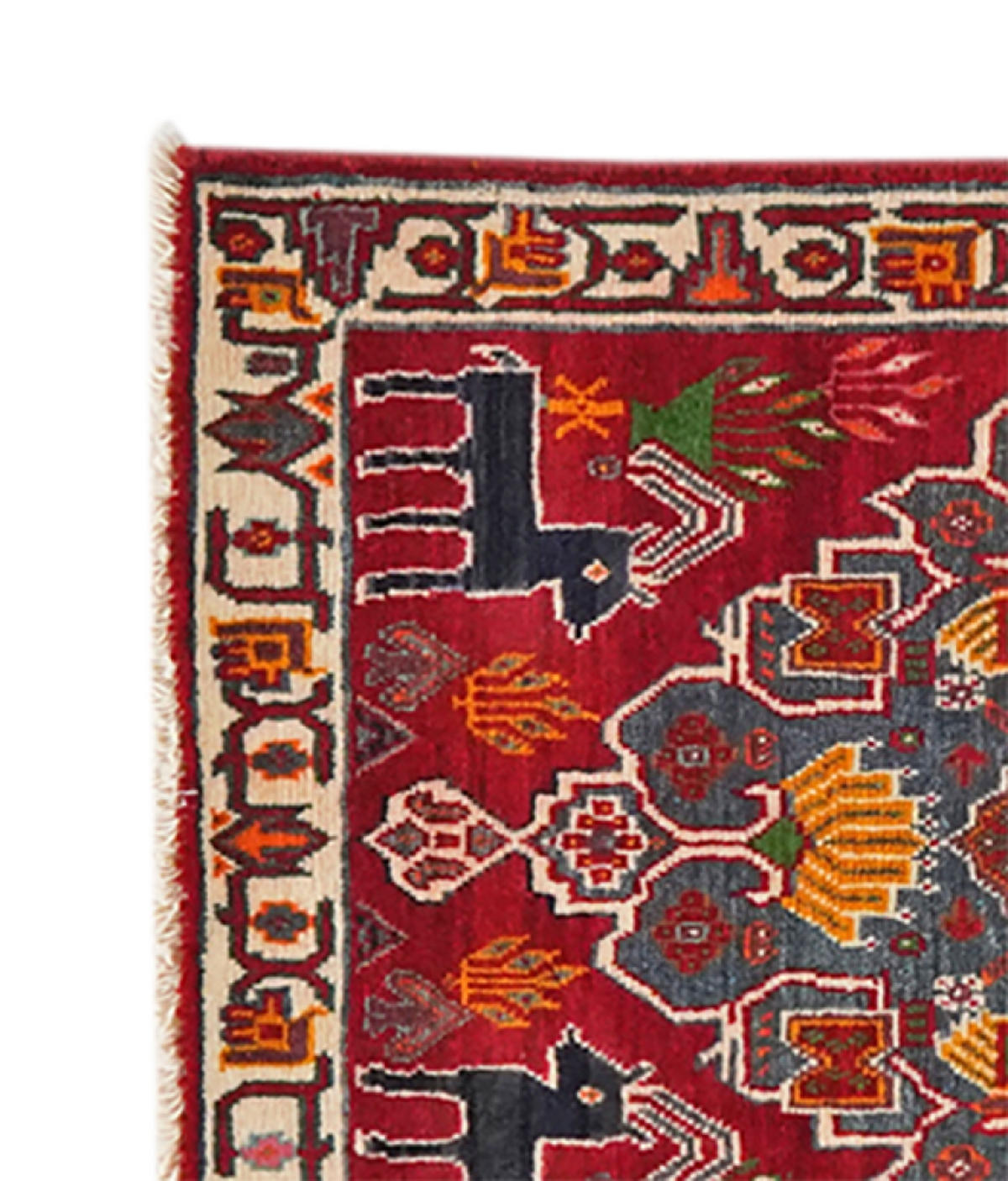 TEPPICH Gashgai Rot 66/54 cm Schurwolle - Rot, Textil (54/66cm) - Looma