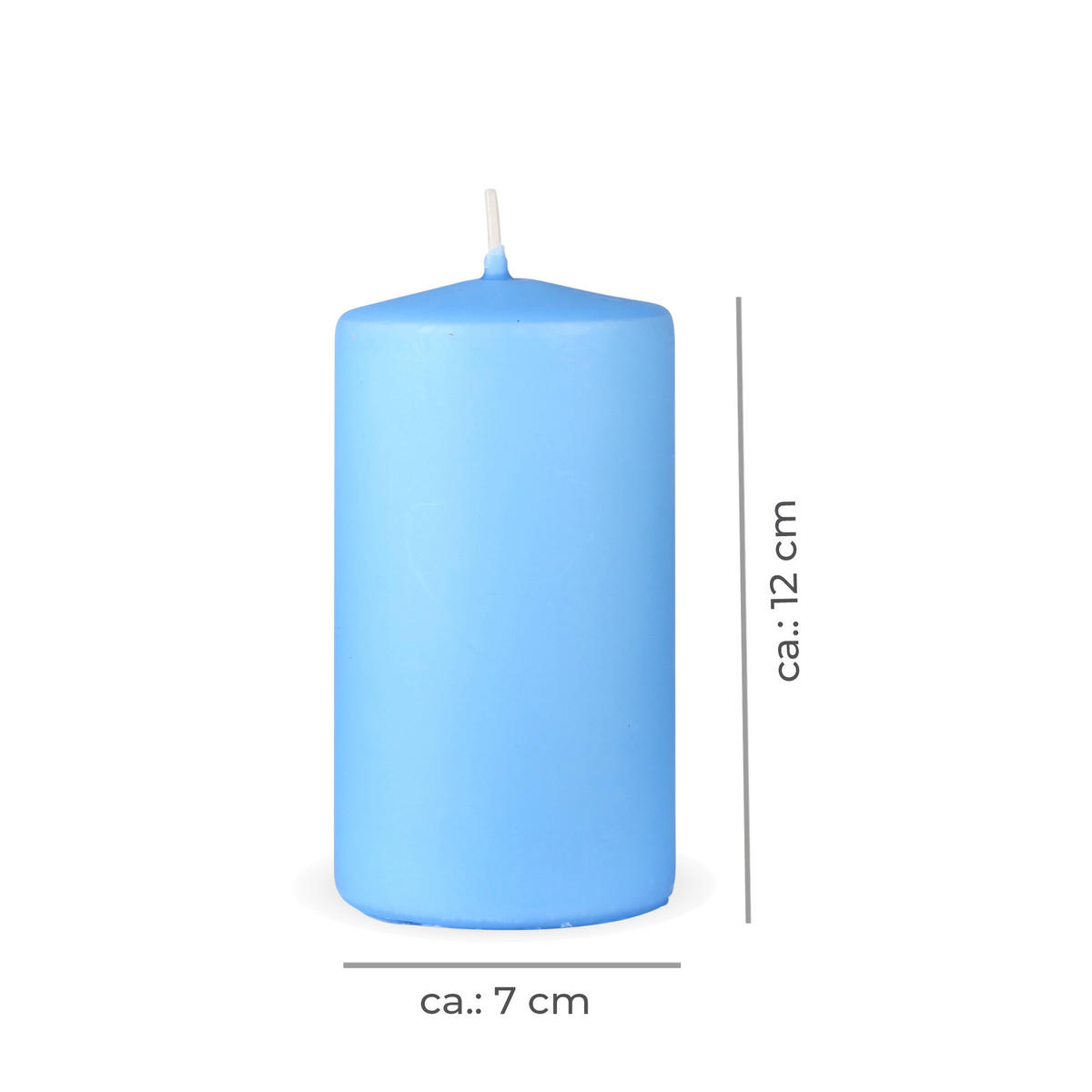 STUMPENKERZEN Ø7cm Hellblau Ø7cm x 12cm - Hellblau, Naturmaterialien (7/12cm) - HS Candle
