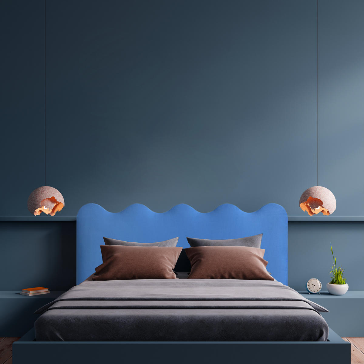 KOPFTEIL gewellt, Blau Prusse 160x73,5cm - Blau, Textil (160/74/3cm) - RNT By Really Nice Things