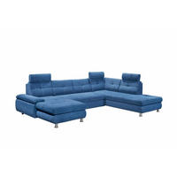 WOHNLANDSCHAFT mit Schlaffunktion, Bettkasten und verstellbaren Arm- und Kopflehnen - Chromfarben/Blau, Textil/Metall (233/88/349cm) - ed exciting design