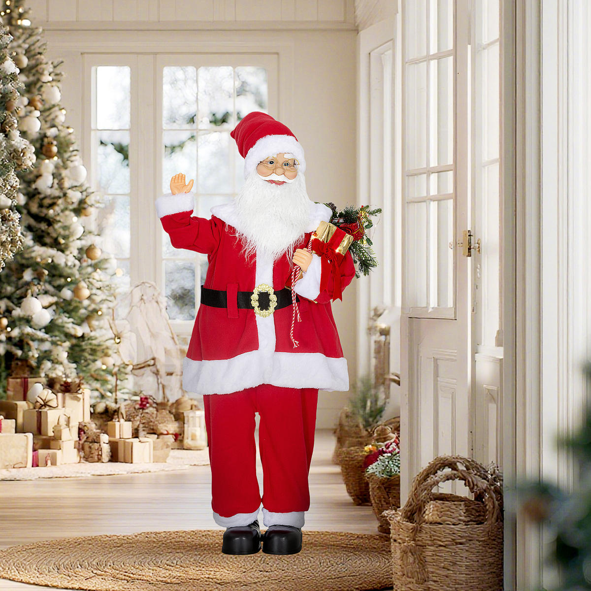 WEIHNACHTSMANNFIGUR Rot 27.0/53.0/120.0 cm - Rot, Textil (27/120/53cm)