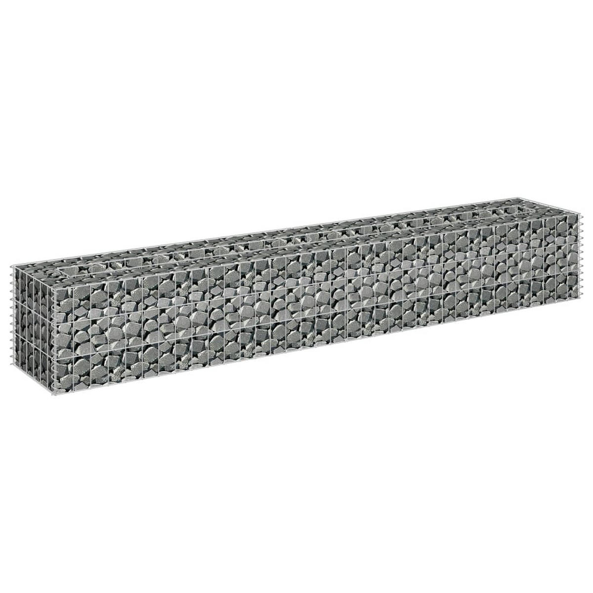 GABIONEN-HOCHBEET Verzinkter Stahl 180×30×30 cm - Silberfarben, Metall (180/30/30cm) - furnicato