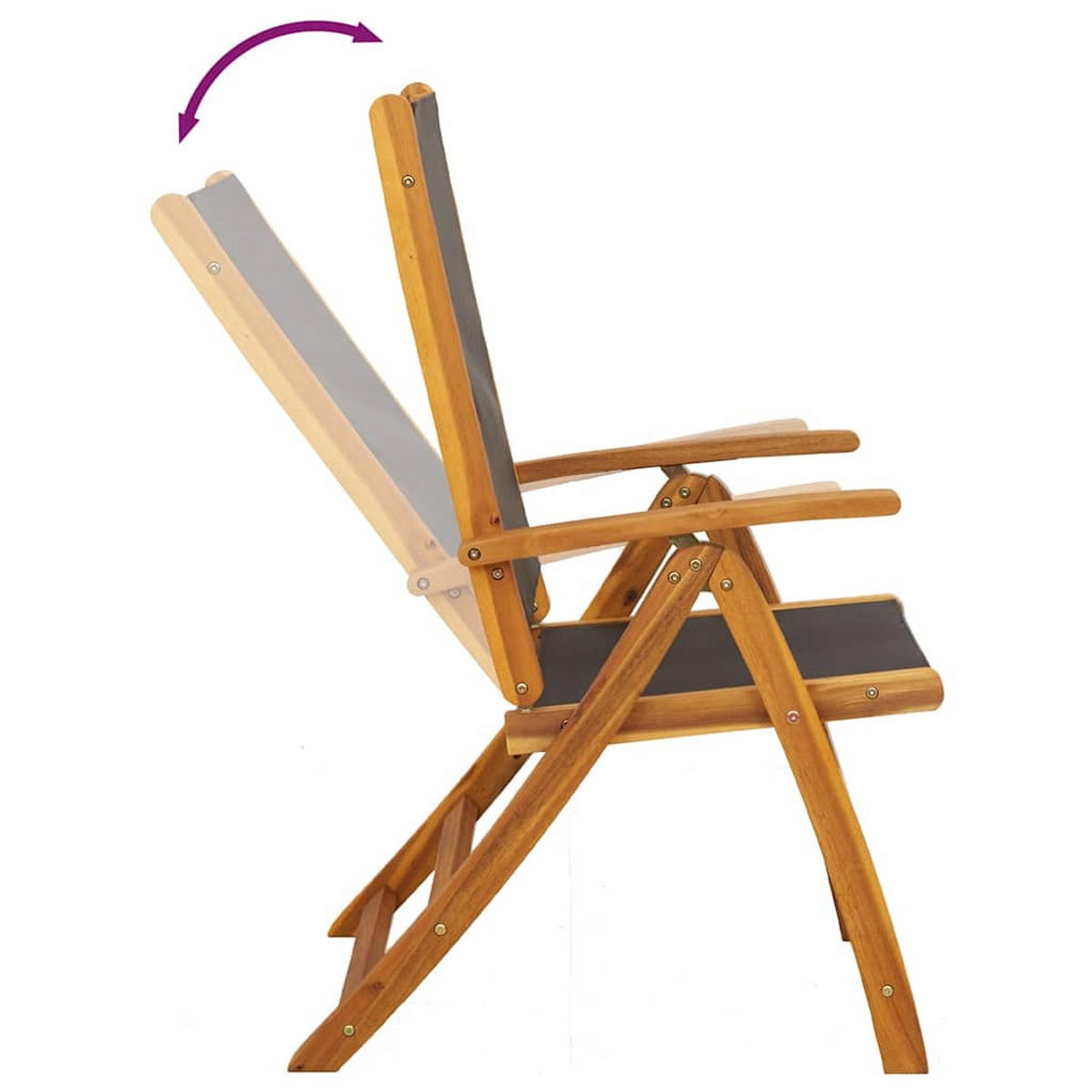GARTENSTÜHLE 4er Set Klappbar Massivholz Akazie Und Textilene - Braun, Holz (57.5/109/72cm) - vidaXL