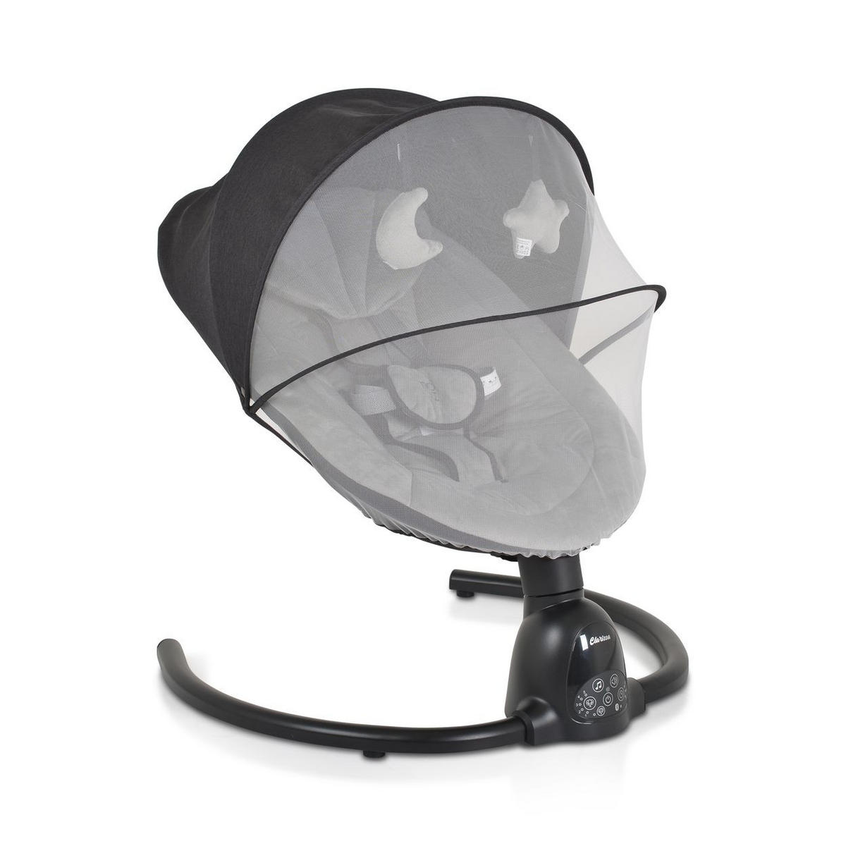 BABYWIPPE Clarissa grau 5 Schaukelgeschwindigkeiten, Bluetooth, Fernbedienung, Timer - Grau, Metall - Moni