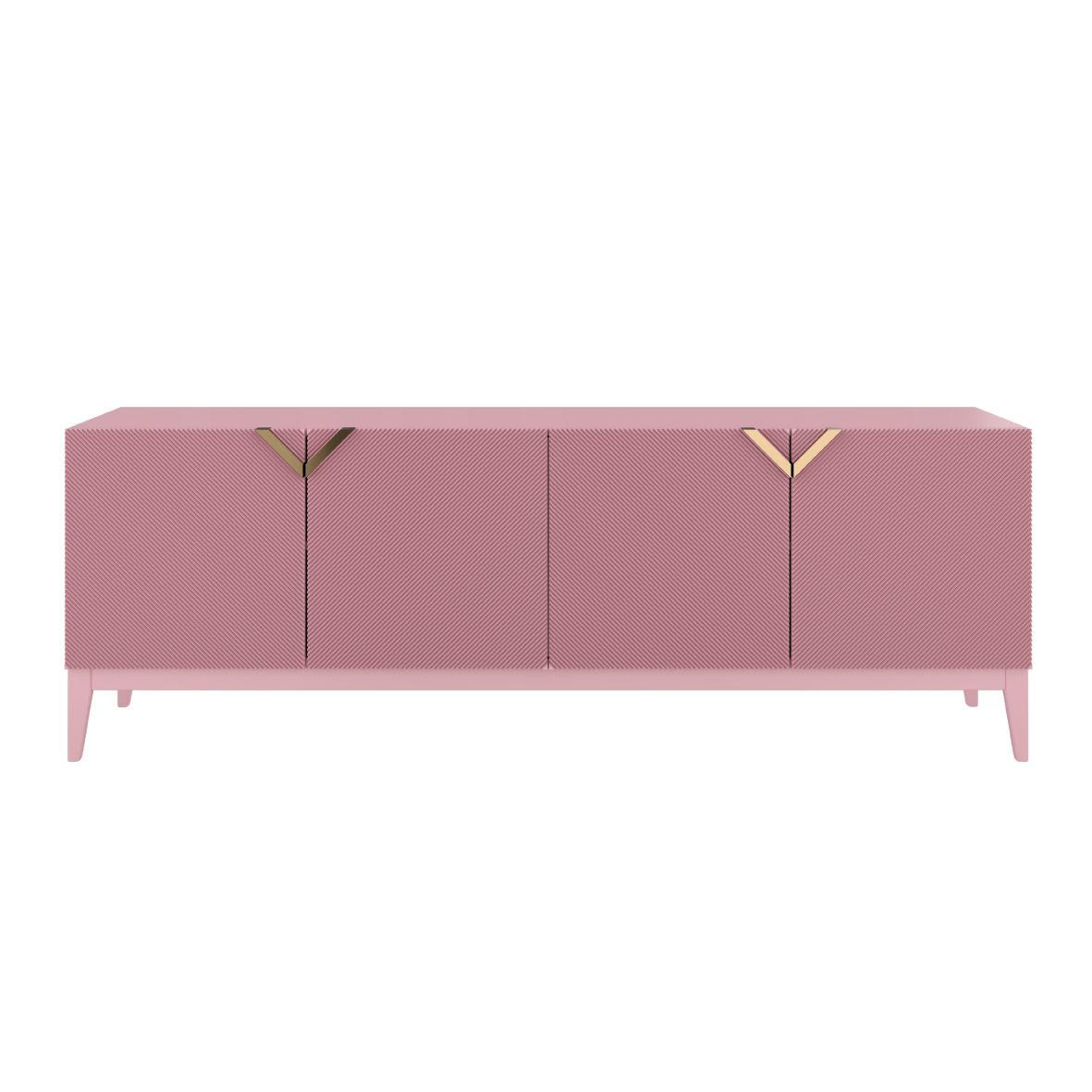 SIDEBOARD Demi Long, Pink-Gold, Mit Gefrästen Fronten, Massive Buche - Rosa, Holz/Holzwerkstoff (201.5/70/42cm) - Visby