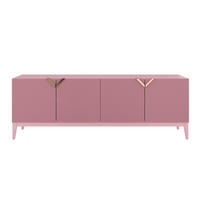 SIDEBOARD Demi Long, Pink-Gold, Mit Gefrästen Fronten, Massive Buche - Rosa, Holz/Holzwerkstoff (201.5/70/42cm) - Visby