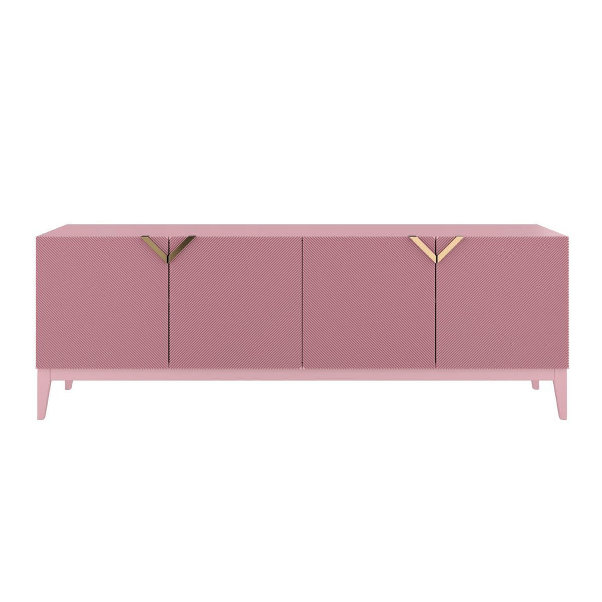 SIDEBOARD Demi Long, Pink-Gold, Mit Gefrästen Fronten, Massive Buche - Rosa, Holz/Holzwerkstoff (201.5/70/42cm) - Visby