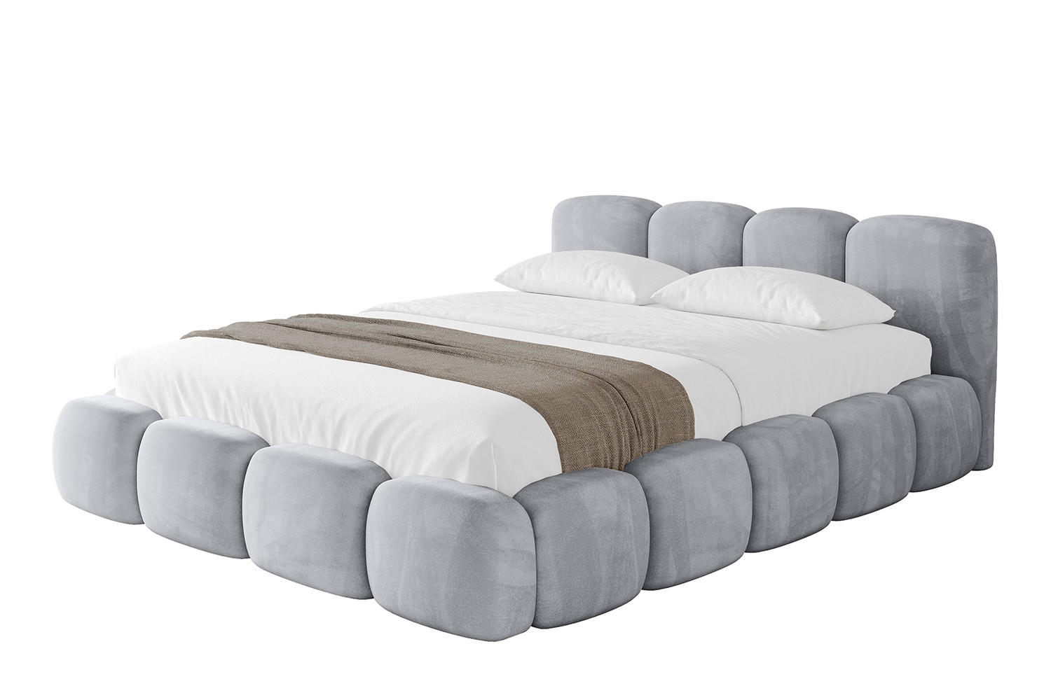 POLSTERBETT mit Bettkasten und Lattenrost, Bett mit Matratze H3/H4 - KALA-v1 120x200 Hellgrau - Hellgrau, Holzwerkstoff/Textil (120/200cm) - ALTDECOR