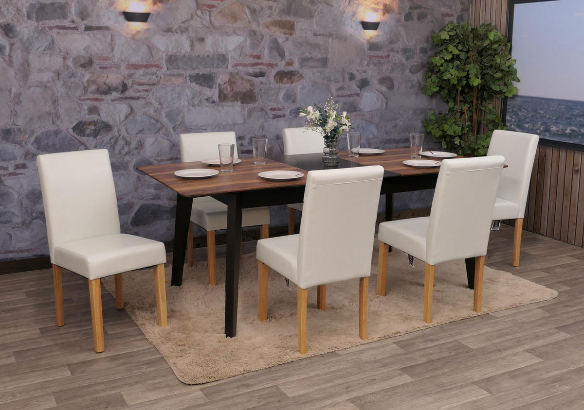 ESSZIMMERSTUHL Weiß, Braun 6er-Set - Weiß/Braun, Textil (43/90/56cm) - MCW