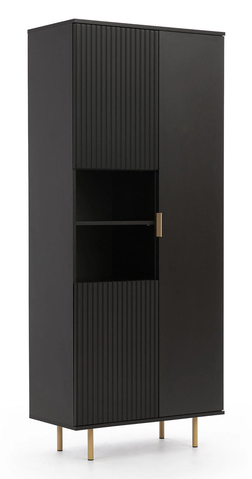 BÜCHERREGAL Nubia 3-türig Schwarz - Goldfarben/Schwarz, Holzwerkstoff/Metall (80/190/41cm) - Ravio