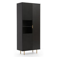 BÜCHERREGAL Nubia 3-türig Schwarz - Goldfarben/Schwarz, Holzwerkstoff/Metall (80/190/41cm) - Ravio