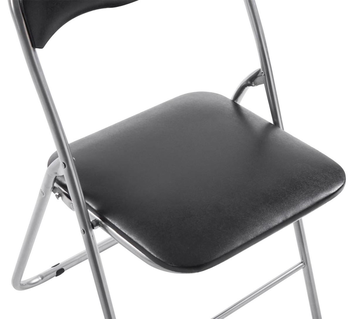 BESUCHERSTUHL 4er Set Lederlook schwarz/silber - Silberfarben/Schwarz, Textil/Metall (45/78/45cm) - CLP