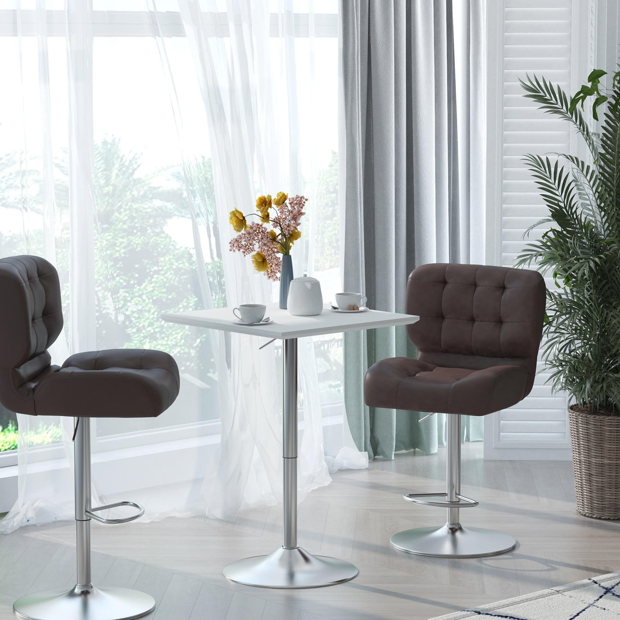 BARTISCH, MDF-Platte, Stahl, Weiß - Weiß, Kunststoff (60/92/60cm) - HOMCOM