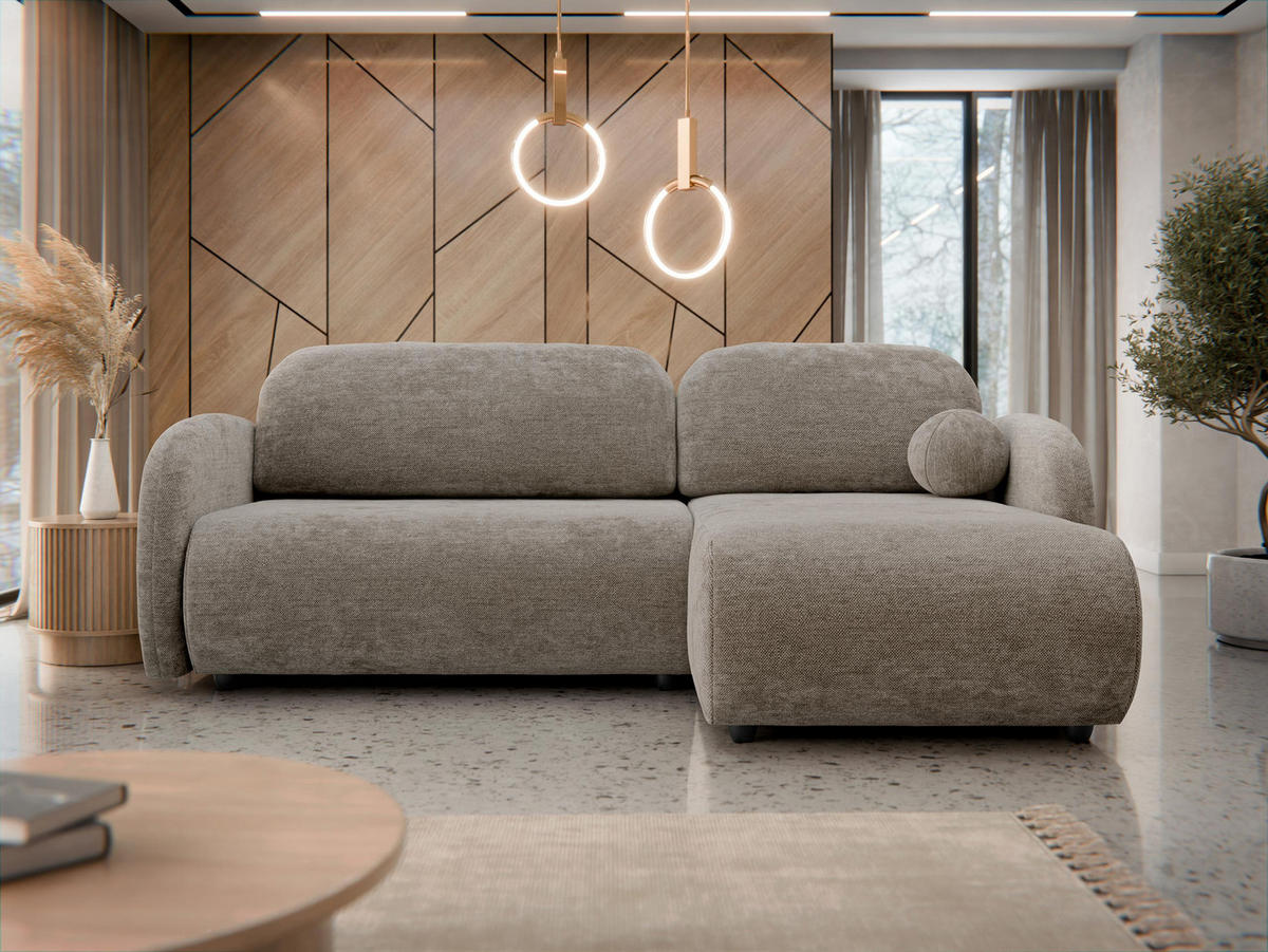 ECKSOFA Dream L - Hellbraun/Schwarz, Holz/Kunststoff (233/160cm) - MIRJAN24