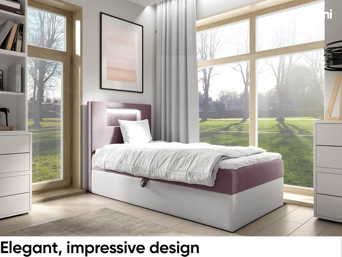 KINDERBETT GARETH 1 - Lila/Weiß, Holzwerkstoff (82/212cm) - Meblini