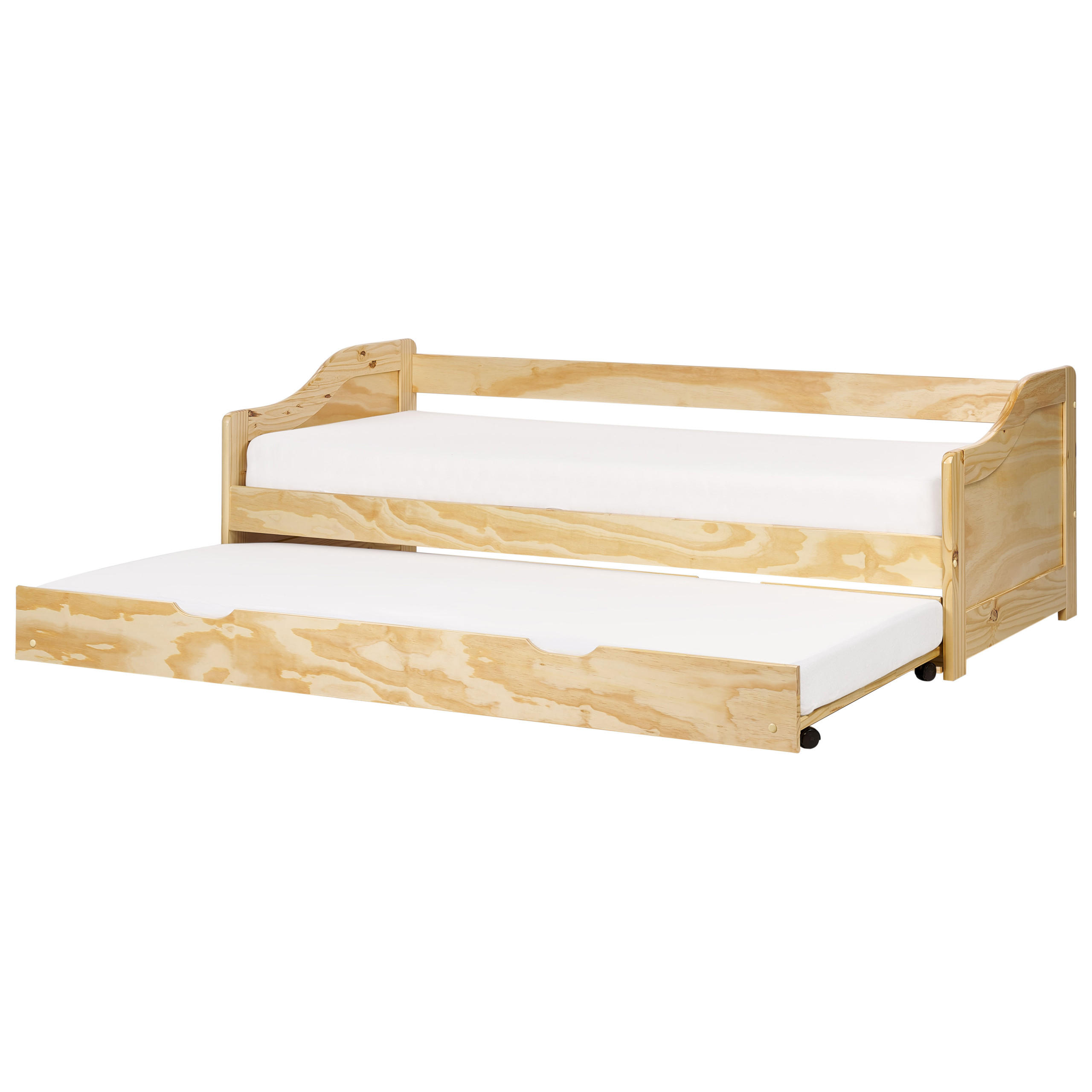 AUSZIEHBETT 90x200 cm Heller Holzfarbton Luneray - Hellbraun, Holz (90/200cm) - Beliani