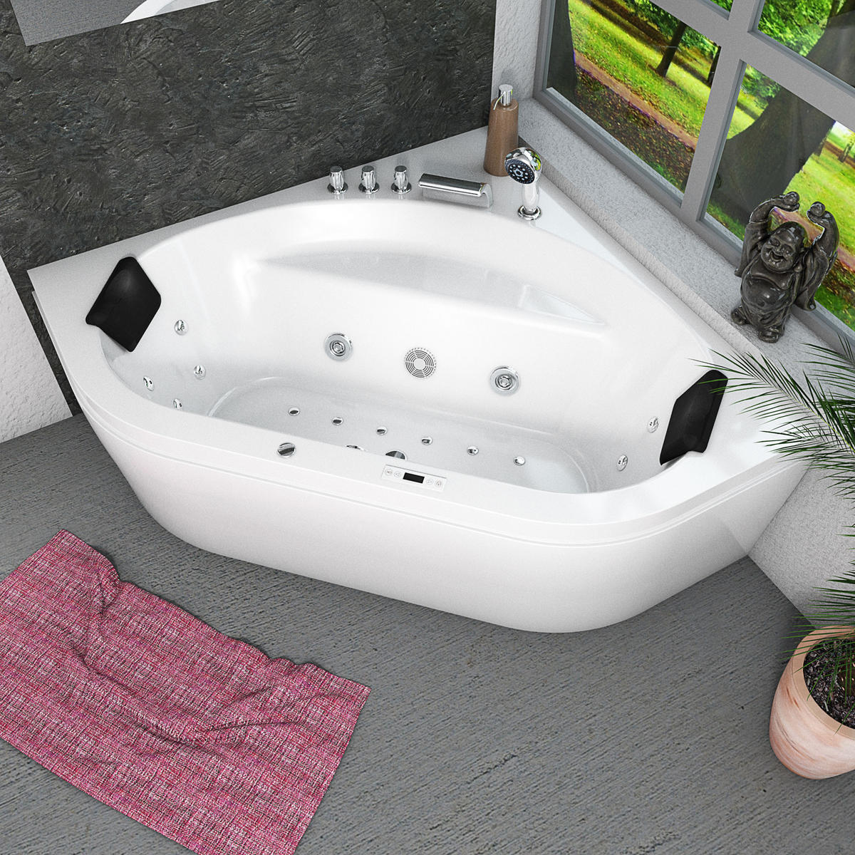 WHIRLPOOL Pool Badewanne Eckwanne W20H-TH 140x140cm - Weiß, Glas/Kunststoff (140/55/140cm) - AcquaVapore by Sandra Jentho