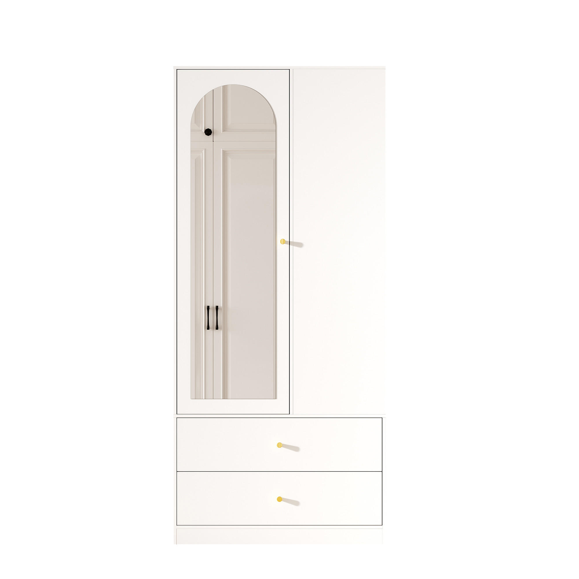 KLEIDERSCHRANK mit Spiegel 1 Tür Schubladen Weiß Modern - Weiß, Holzwerkstoff (80/180/40cm) - FLIEKS