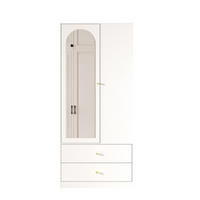 KLEIDERSCHRANK mit Spiegel 1 Tür Schubladen Weiß Modern - Weiß, Holzwerkstoff (80/180/40cm) - FLIEKS