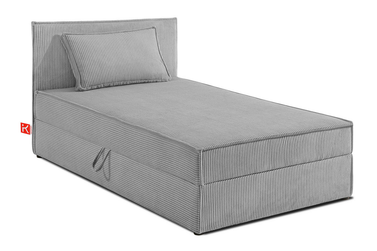 BOXSPRINGBETT ROTI Einzelbett, hellgrau - Hellgrau/Schwarz, Holz/Holzwerkstoff (100/200cm) - KONSIMO®